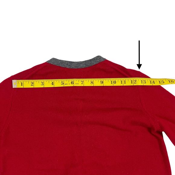 El Daws 2 ply Cashmere Cardigan Sweater Button Front Stacked Pockets Red Gray, S - Picture 7 of 8